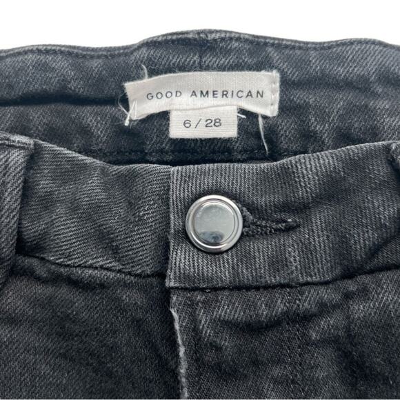 Good American Jeans 6/28 Faded Black Distressed GC625T Hi-Rise Skinny Ankle Boho - Picture 4 of 12